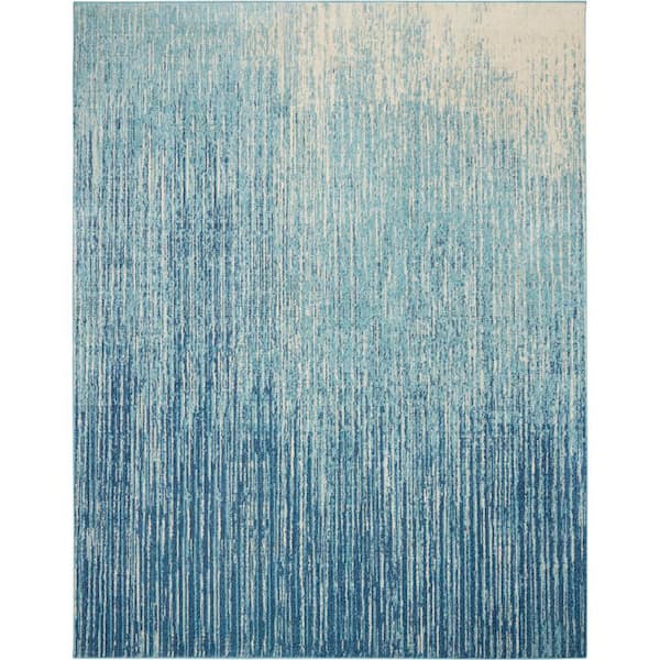 Nourison Passion Navy/Light Blue 8 ft. x 10 ft. Abstract Geometric Contemporary Area Rug