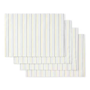 Daisy Stripe 17.5" W x 13" H Grey/Yellow Placemats (Set of 4)