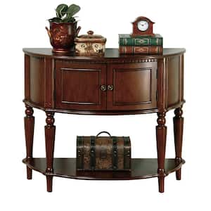 Entry 38 in. Brown Standard Half Moon Wood Console Table with Drawers