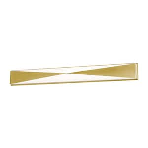 Novara 3.63 in. 1-Light Satin Brass LED Vanity Light Bar with Satin Brass, White Steel, Acrylic Shade