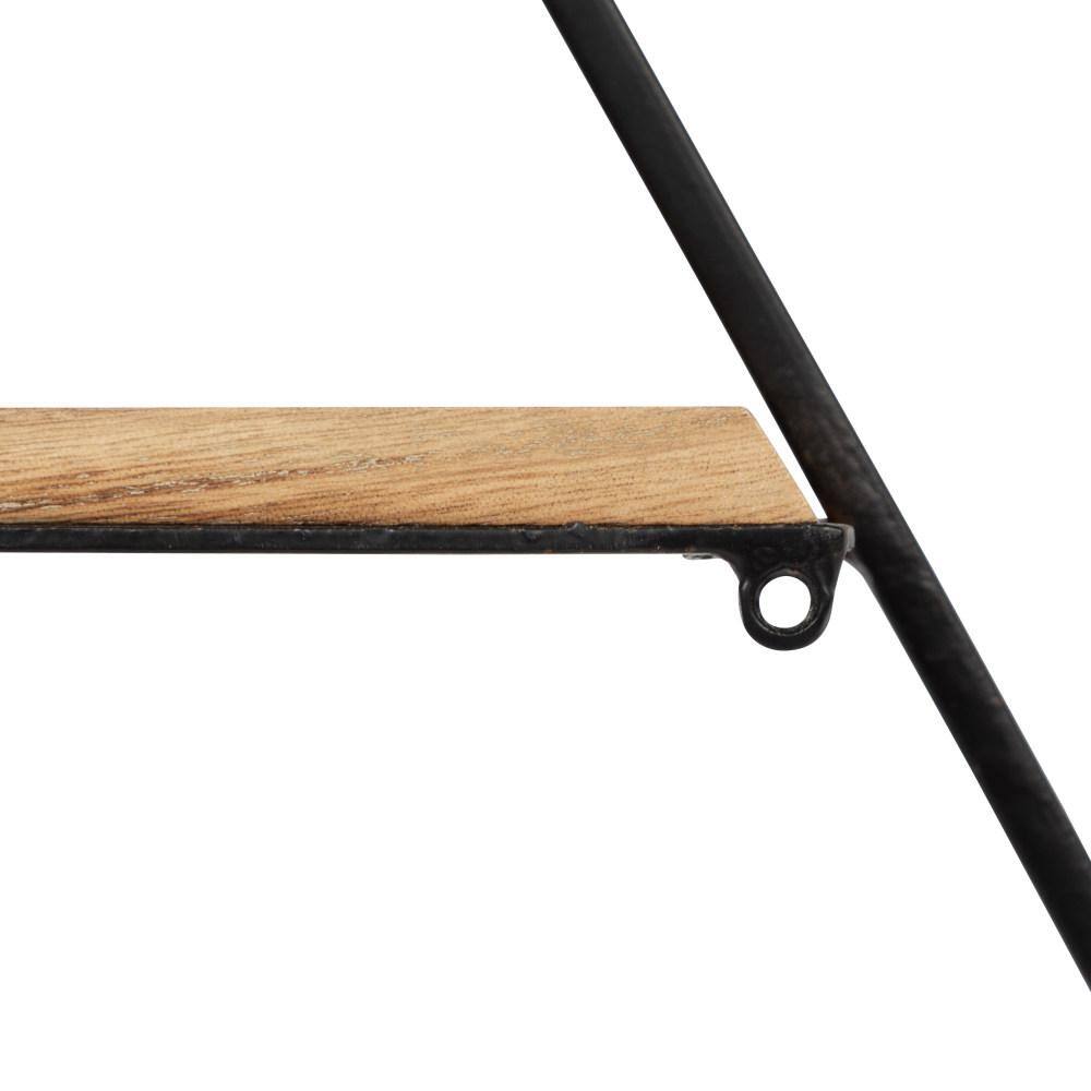 Black Hexagon Floating Wall Shelf with Wood Shelves
