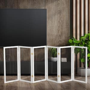 Clear 3 ft. Tall White 6-Panel Room Divider