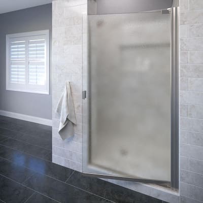 Armon 33-1/4 in. x 66 in. Semi-Frameless Pivot Shower Door in Brushed Nickel with Obscure Glass