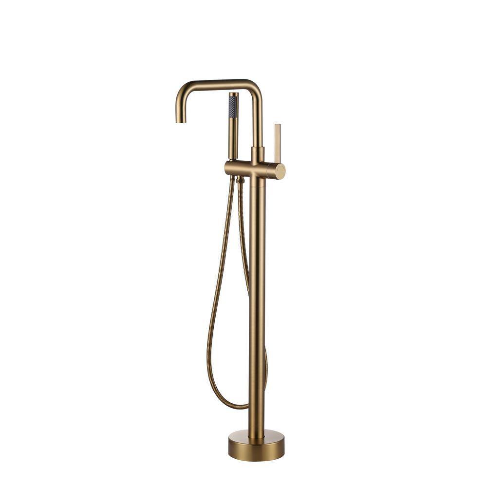 Single-Handle Freestanding Tub Faucet Floor Mount Bathtub Filler with Hand Shower in. Brushed Gold price history on PriceWatchPro