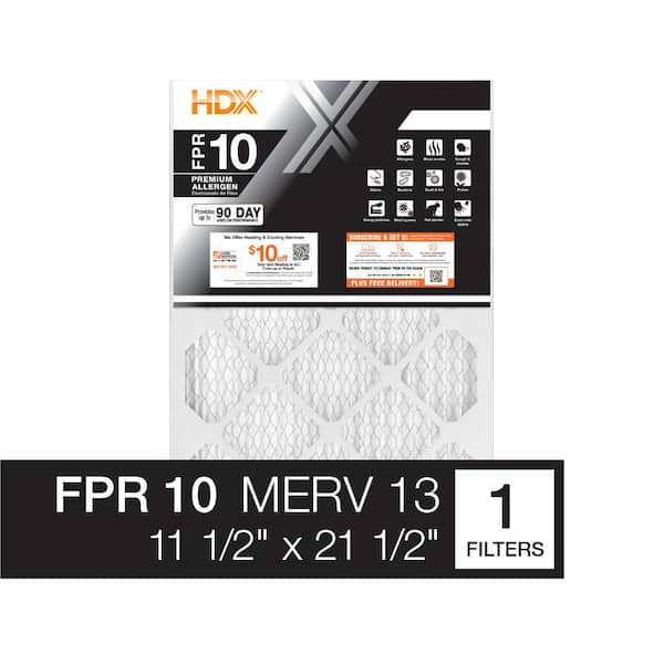 HDX 11.5 in. x 21.5 in. x 1 in. Premium Pleated Air Filter FPR 10, MERV 13