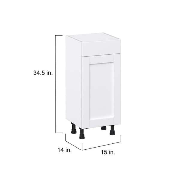 J COLLECTION Mancos Bright White Shaker Assembled Shallow Base Cabinet with 6 Drawer (15 in. W x 34.5 in. H x 14 in. D)