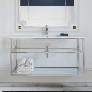 Pierre 47.2 in. W x 23.6 in. H Vanity in Chrome with Ceramic Vanity Top in White with White Basin