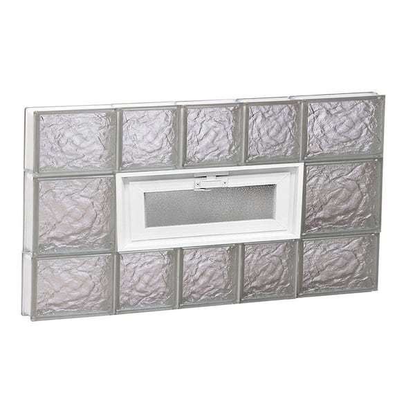 Clearly Secure 32.75 in. x 19.25 in. x 3.125 in. Frameless Ice Pattern Vented Glass Block Window