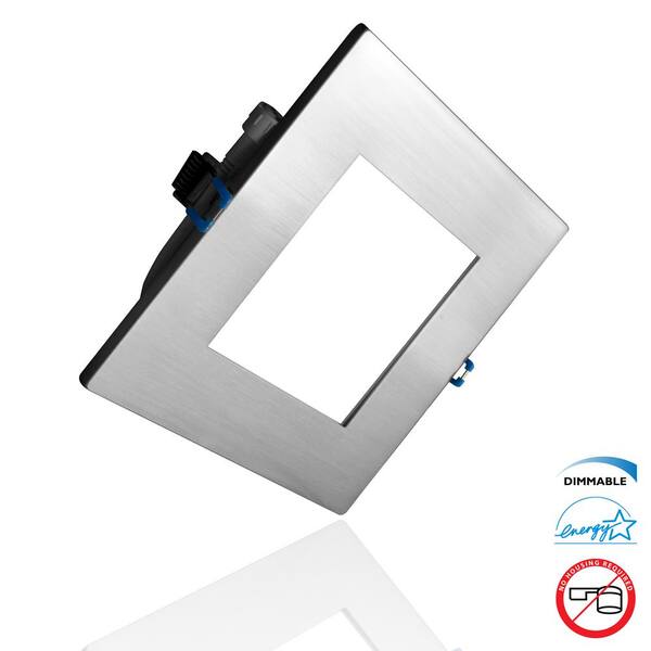 NICOR DLE Series 6 in. Square 4000K Nickel Integrated LED Recessed Canless Downlight with Trim