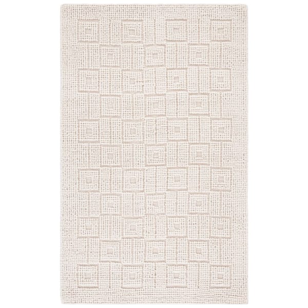 Natura 4 ft. x 6 ft. Ivory High-Low Geometric Area Rug