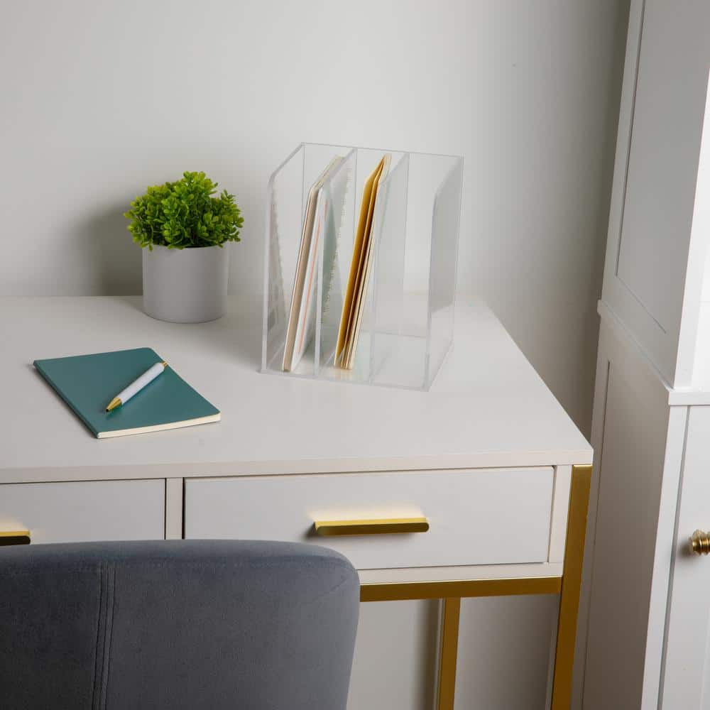 Clear Acrylic 3 Section File Holder with Anti-Slip Feet