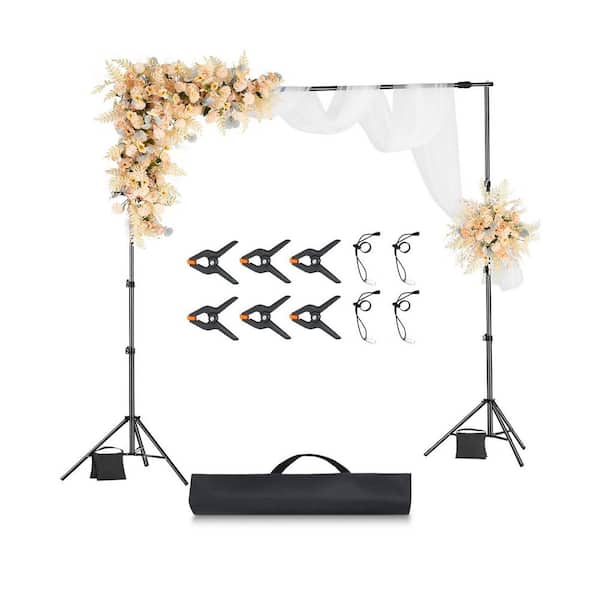 VEVOR Backdrop Stand, 8.5 ft. x 10 ft. Adjustable Photo Backdrop Stand Portable Background Backdrop with 2-Tripods Black Steel