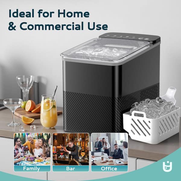 EUHOMY 9 in. 27 lb./Day Bullet Portable Ice Maker in Black