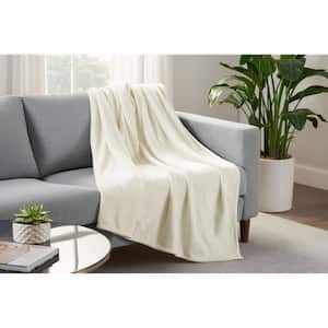 Ultimate Cozy Plush Off White Polyester Plush Twin Blanket