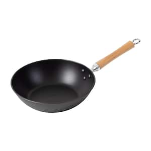 Joyce Chen Professional Series Small 11.5 in. Dia. Black Cast Iron Wok with Maple Handle