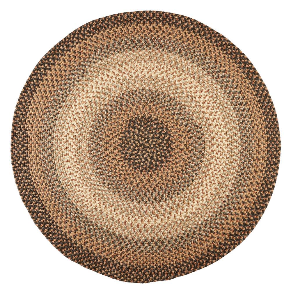 Rhody Rug Ombre Taupetone 6 ft. x 6 ft. Round Indoor/Outdoor Braided