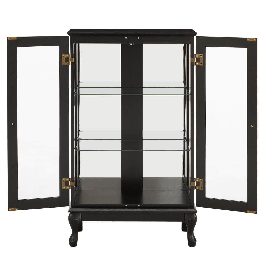 Black 43.79 in. Accent Cabinet Office Storage Cabinet with 3 Shelves and Mirrored Back Panel price history on PriceWatchPro