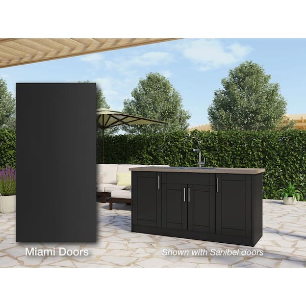 Miami Pitch Black 13-Piece 67.25 in. x 34.5 in. x 25.5 in. Outdoor Kitchen Cabinet Island Set