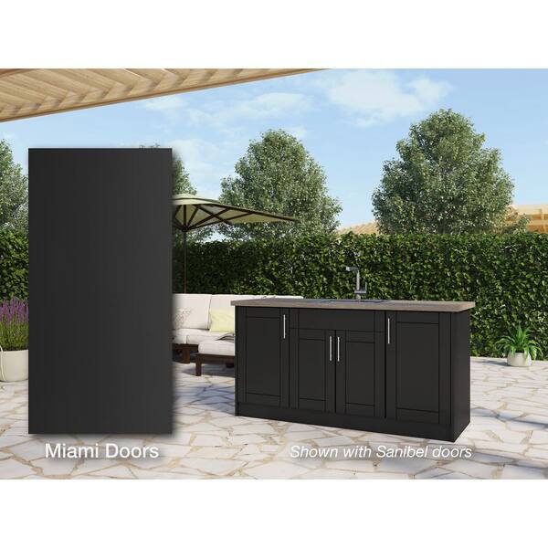 Weatherstrong Miami Pitch Black 13 Piece 67 25 In X 34 5 Outdoor Kitchen Cabinet Island Set Wse66sb Mpb The Home Depot Weatherstrong Miami Pitch Black 13, Outdoor Kitchen Cabinet Doors Black