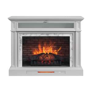 Keighley 52 in. Freestanding Faux Marble Surround Electric Fireplace TV Stand in Light Gray