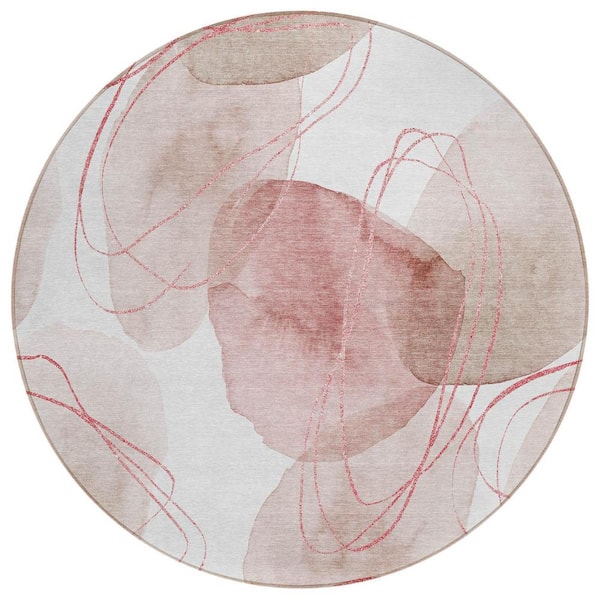 HomeRoots Merlot and Ivory 8 ft. Round Woven Abstract Round Indoor ...
