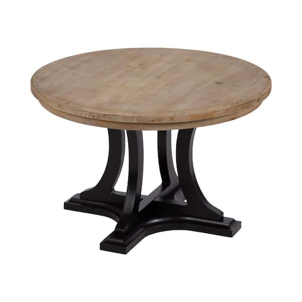 Kate and Laurel Linsley 28 in. Rustic Brown Round Solid Wood Coffee Table