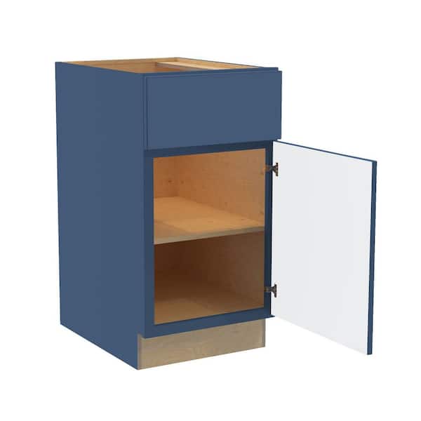 Home Decorators Collection Hargrove 18 in. W x 21 in. D x 34.5 in. H Assembled Plywood Base Bath Cabinet in Vessel Blue with Soft Close RH