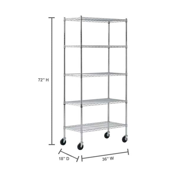 Chrome 5-Tier Heavy Duty Steel Garage Storage Shelving Unit (36 in. W x 72 in. H x 18 in. D)