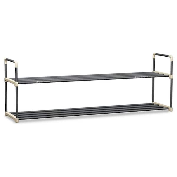 13.3 H 12-Pair 2-Tier Gray Plastic Shoe Rack