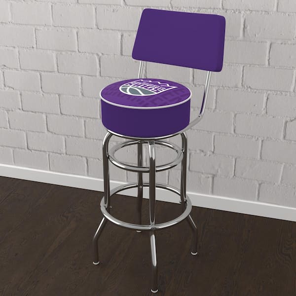 Unbranded Sacramento Kings City 31 in. Purple Low Back Metal Bar Stool with Vinyl Seat