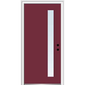 36 in. x 80 in. Viola Left-Hand Inswing 1-Lite Clear Low-E Painted Fiberglass Prehung Front Door on 4-9/16 in. Frame