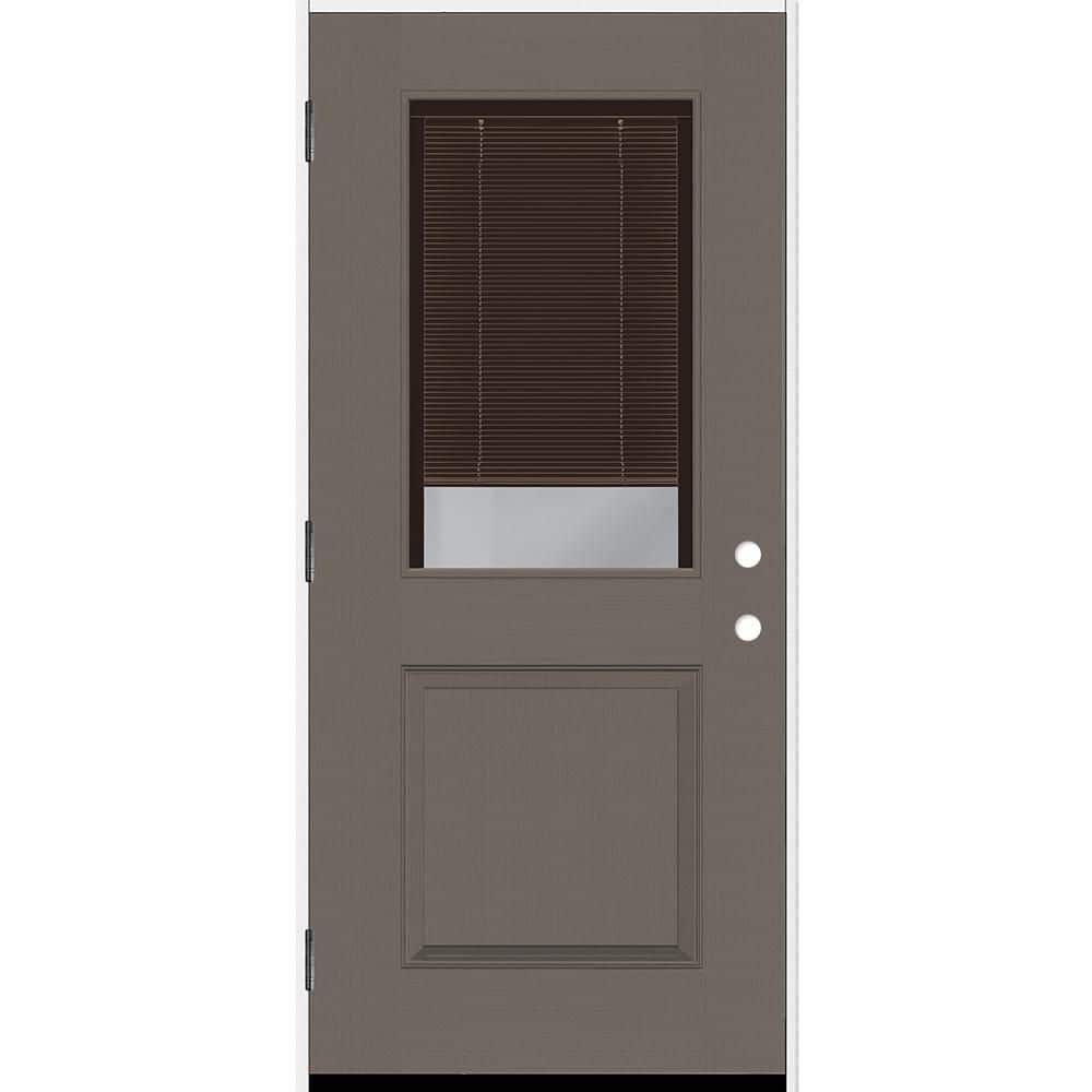 Legacy 30 in. x 80 in. 1/2 Lite Clear Glass Mocha Miniblind RHOS Kindling Fiberglass Prehung Door w/6-9/16 in. Jamb price history on PriceWatchPro