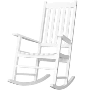 Silvan Pure White Acacia Wood Classic Adirondack Outdoor Porch Rocker Outdoor Rocking Chair