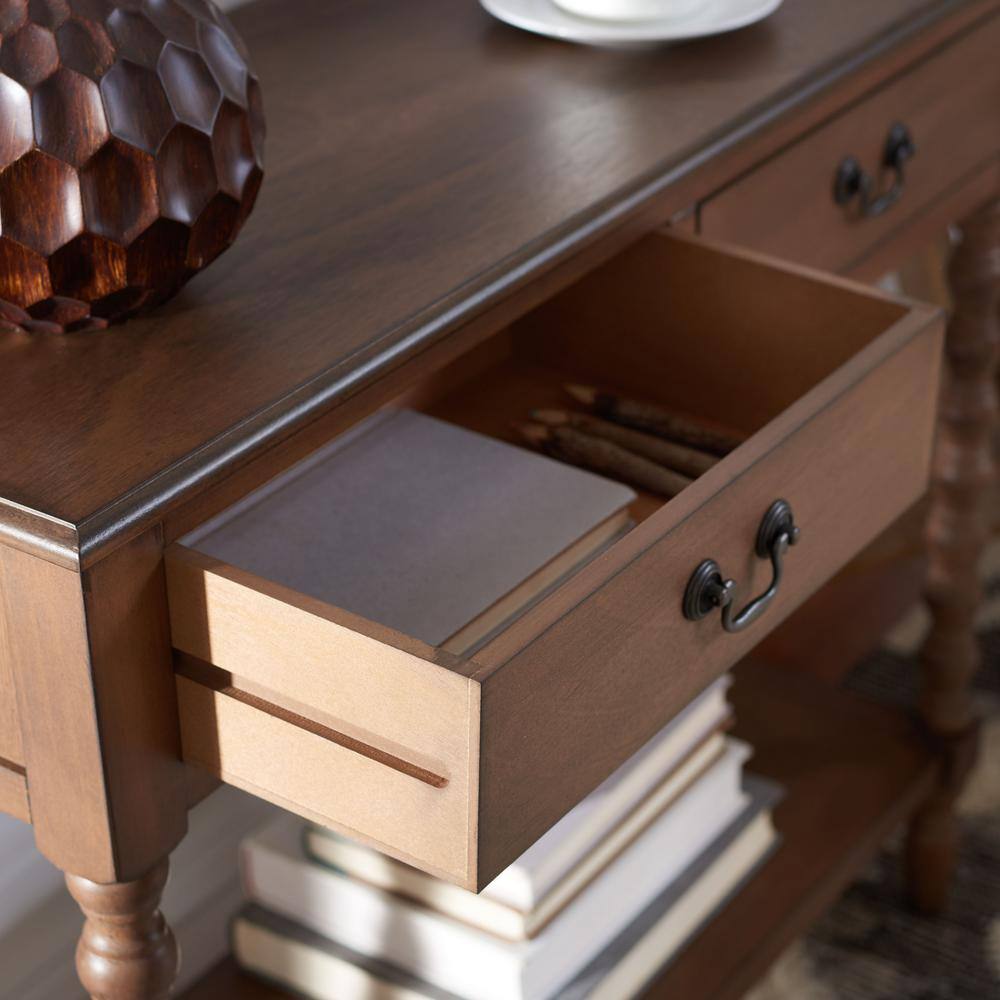 Athena Farmhouse 40" Brown Wood Console Table with Storage