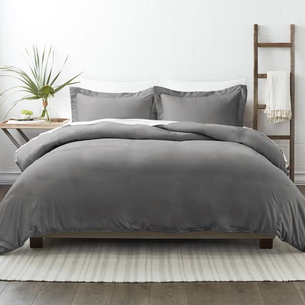 Becky Cameron Performance Gray Queen 3-Piece Duvet Cover Set