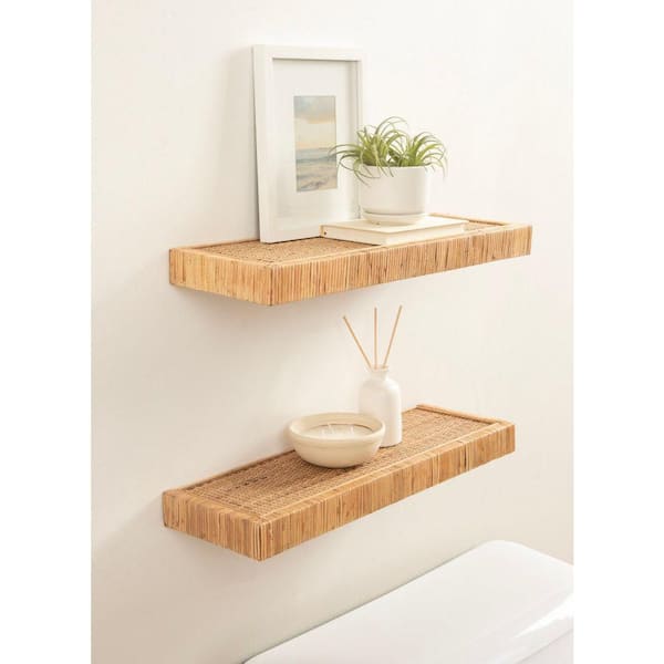 Kate and Laurel Rahmati 24 in. W x 8 in. D Natural Wood Decorative