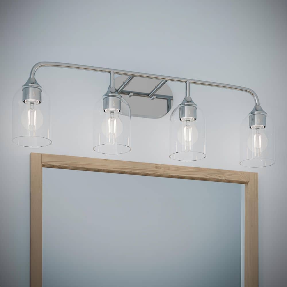 Ilia 31 In. 4-Light Chrome Transitional Bath Vanity Light with Clear Glass Shades price history on PriceWatchPro
