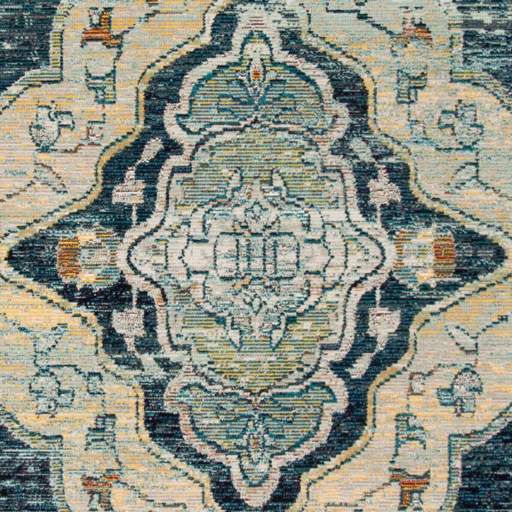 Blue and Yellow Floral Medallion Area Rug 9' x 12'
