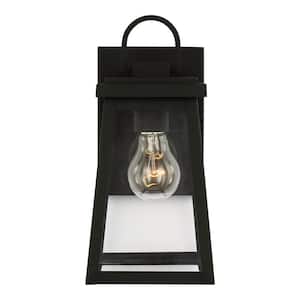 Bihl Small 1-Light Black Exterior Outdoor Wall Sconce with Clear and White Glass Panels Included, No Bulb Included