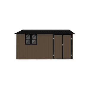 12 ft. W x 10 ft. D Black Brown Metal Shed with Window (120 sq. ft.)