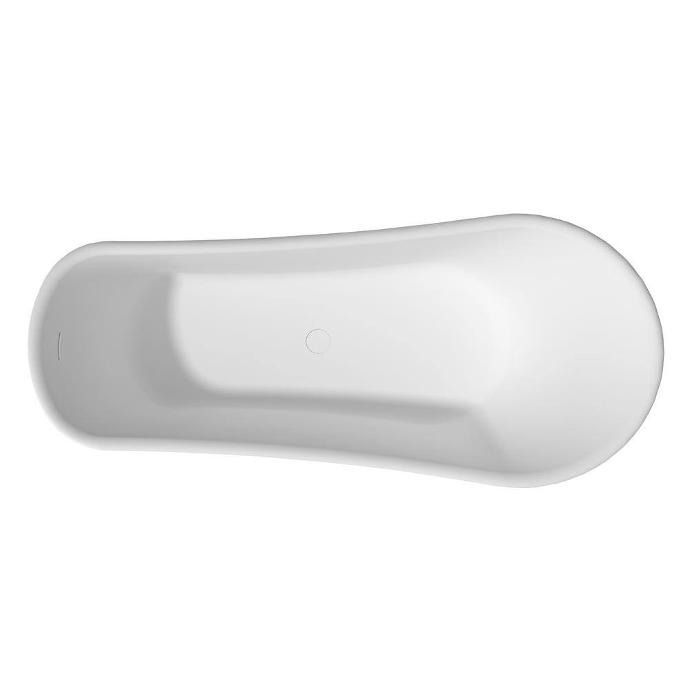 67.72" White Solid Surface Freestanding Soaking Bathtub