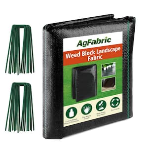3 ft. x 50 ft. 3oz. Weed Barrier Fabric Heavy-Duty Landscape Fabric with 20 U-Shaped Securing Pegs