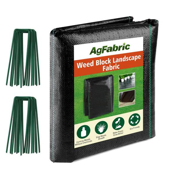 Agfabric 5 ft. x 25 ft. 3oz. Weed Barrier Fabric HeavyDuty Landscape Fabric with 20 UShaped
