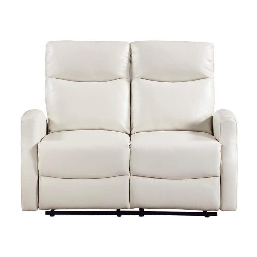 Everton 50.5 Faux Leather Wall Hugger Manual Double Reclining 2-Seater Loveseat in Beige