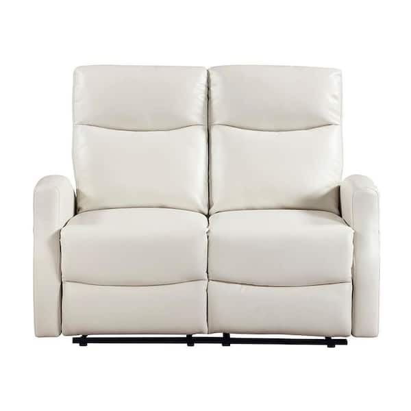 Everton 50.5 Faux Leather Wall Hugger Manual Double Reclining 2-Seater Loveseat in Beige