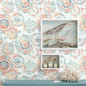Bohemian Orange and Blue Peel and Stick Wallpaper (Covers 28.18 sq. ft.)