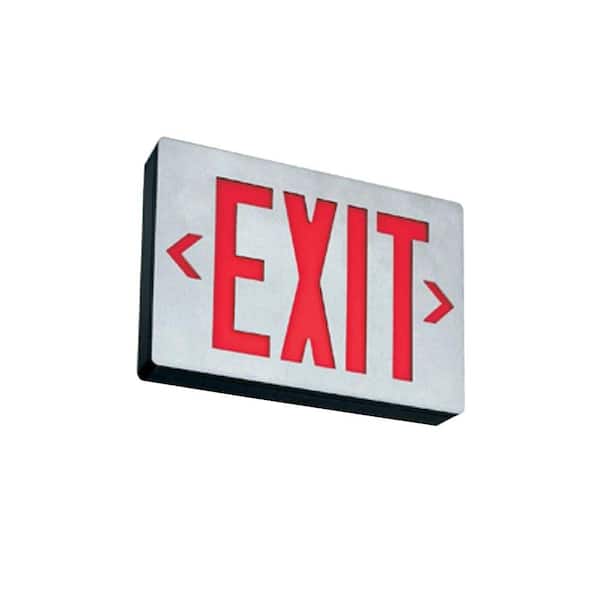 Signature 1.2-Watt Brushed Silver and Red Integrated LED Exit Sign