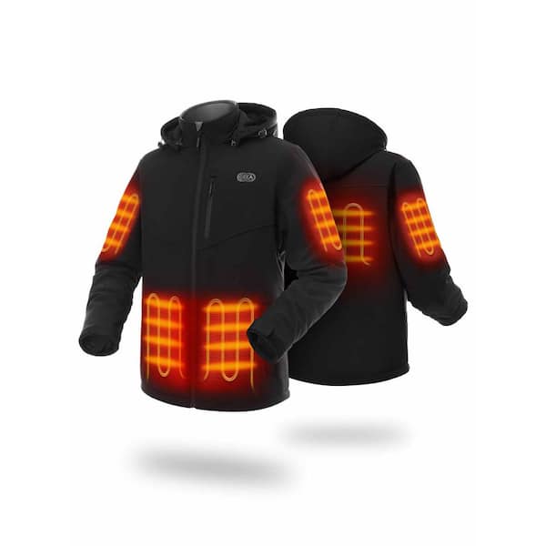 ORORO Men's X-Large Black 7.38-Volt Lithium-Ion Dual Control Heated Jacket with One 4.8Ah Battery