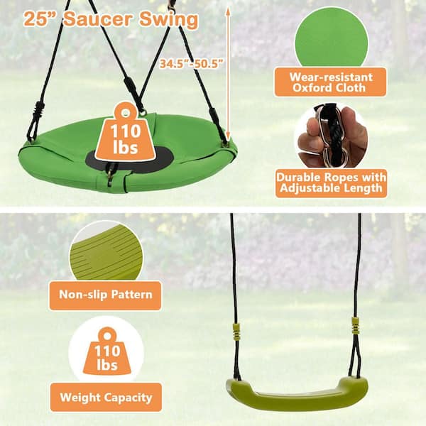 Gymax 660 lbs. Kids Metal Swing Set for Backyard 7-in-1