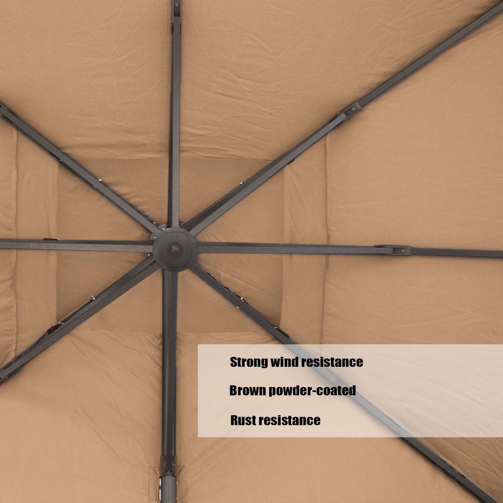 Tan 10 ft Double Top Aluminum Cantilever Patio Umbrella